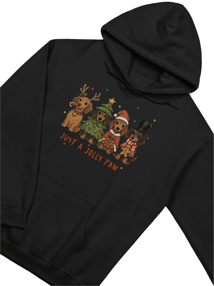 Just A Jolly Paw Dachshund Hoodie – Cute Christmas Wiener Dog Design product image (2)