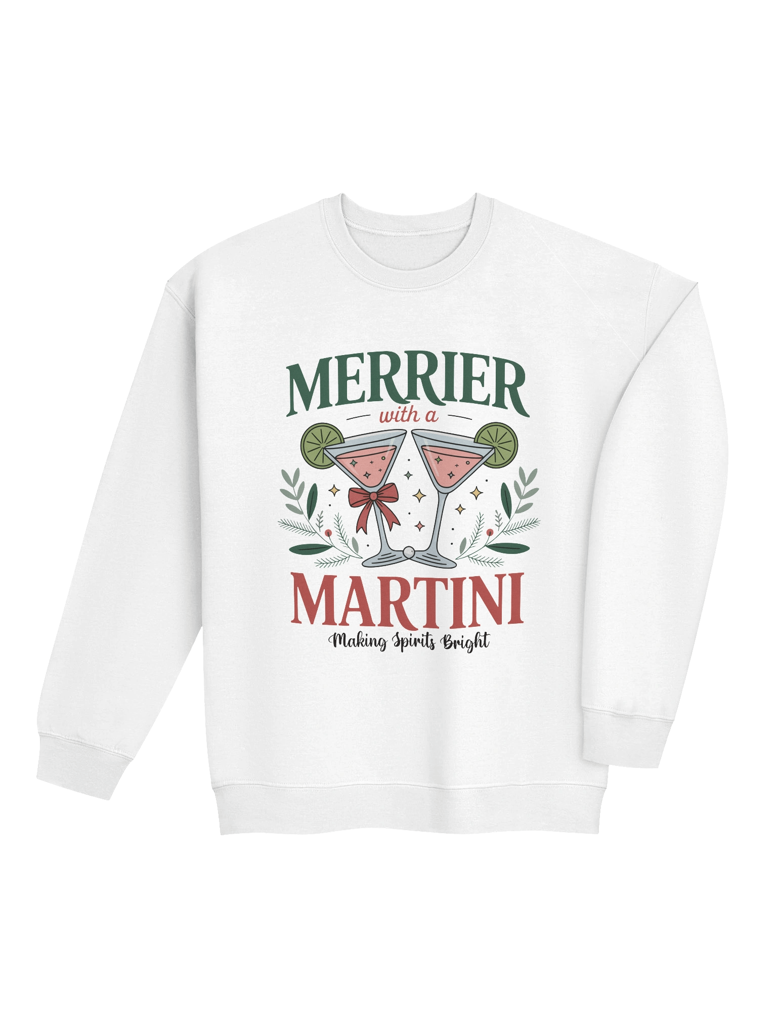 Merrier With A Martini | Funny Christmas Cocktail Sweatshirt product image (5)