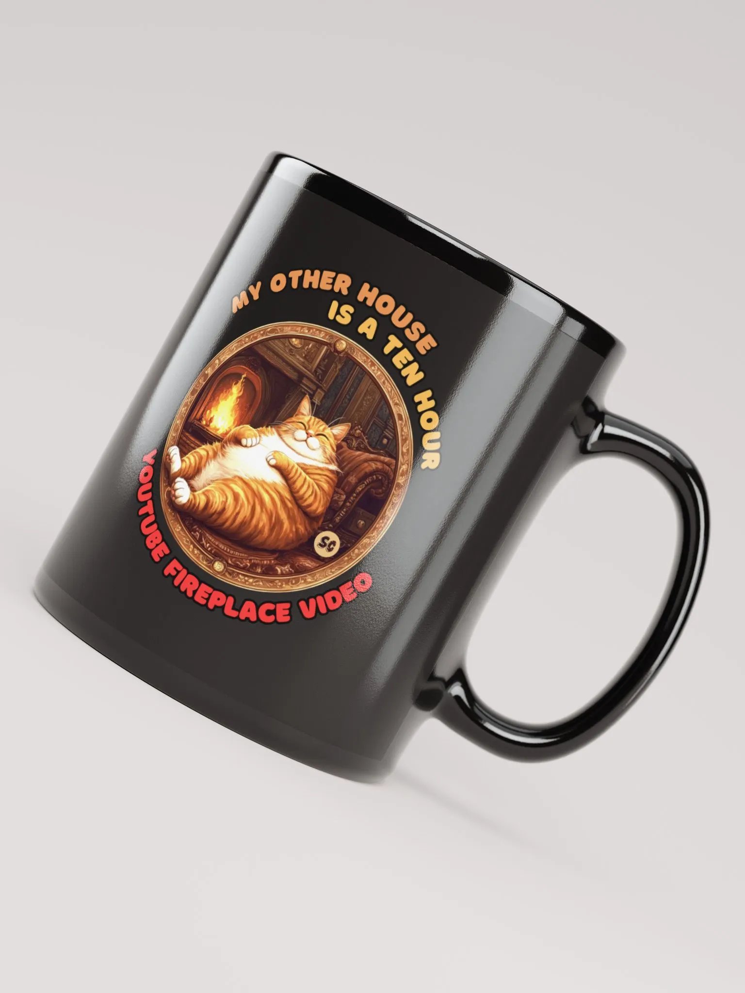 Cozy Cat - My Other House is a Ten Hour YouTube Fireplace Video | Black Glossy Mug product image (7)