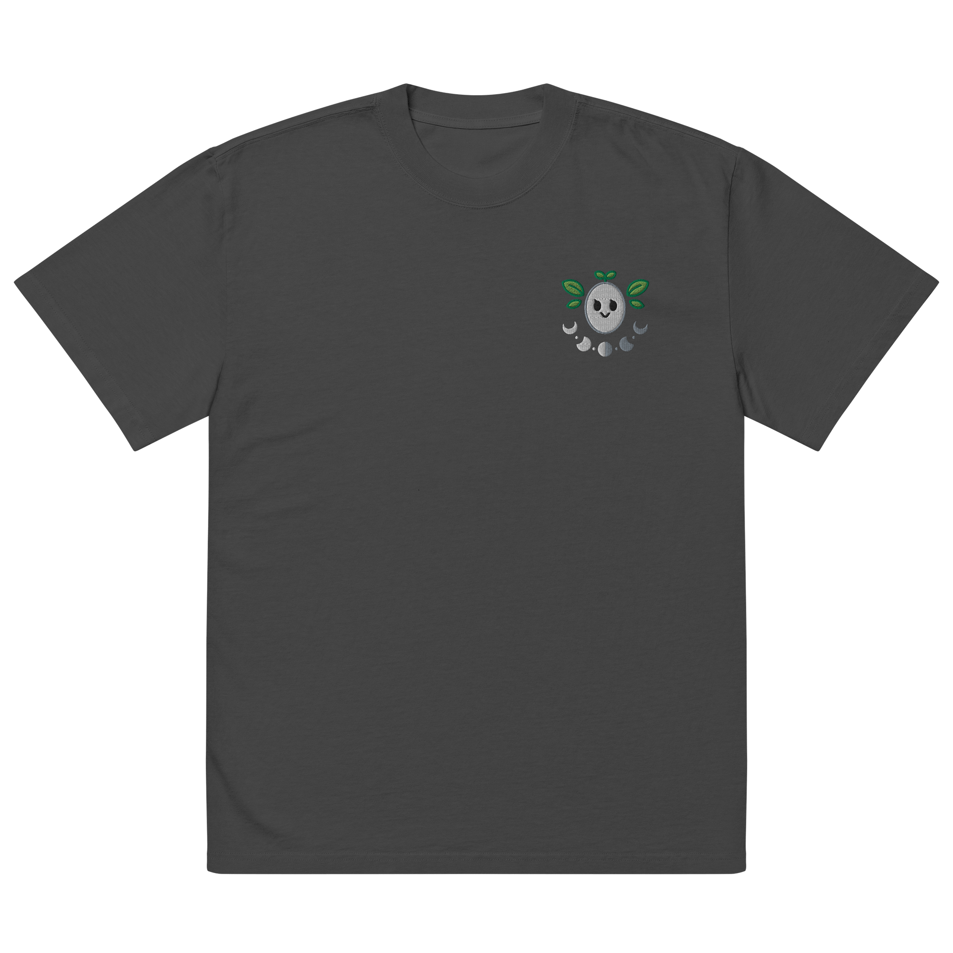 T-shirt Oversized Premium Rethaly lune masque joyeux plantes brodé product image (2)