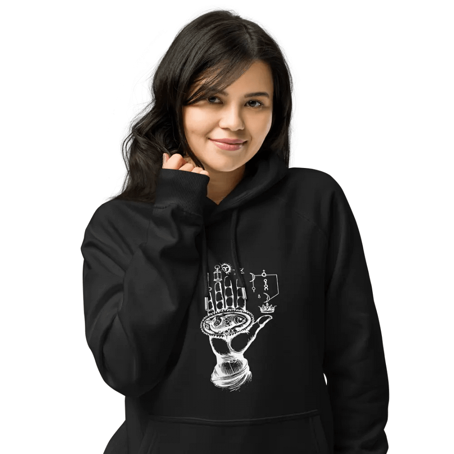[Hand of Mysteries 3 - White] - Unisex Eco Raglan Hoodie product image (12)