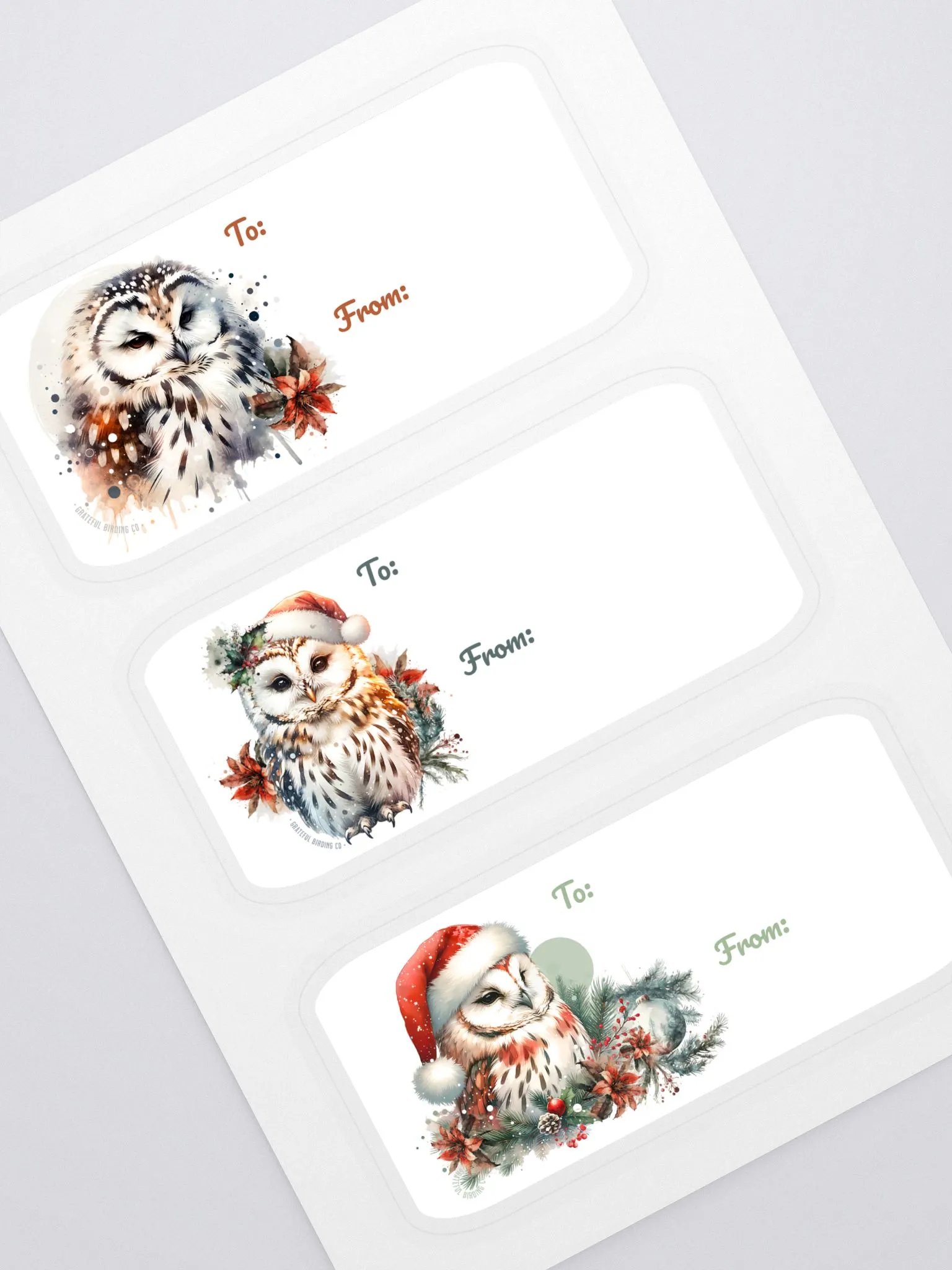 Holiday Owl Gift Labels - Set of 3 product image (1)