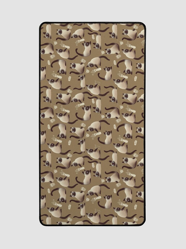 Bad Siamese Cats Knocking Stuff Over Patterned Desk Mat, Brown product image (2)