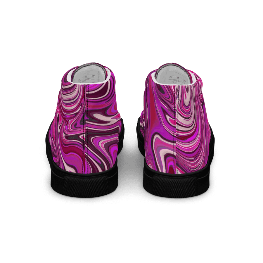 Men's High Top Canvas Shoes - Pink and Purple Digital Fluid Art product image (4)