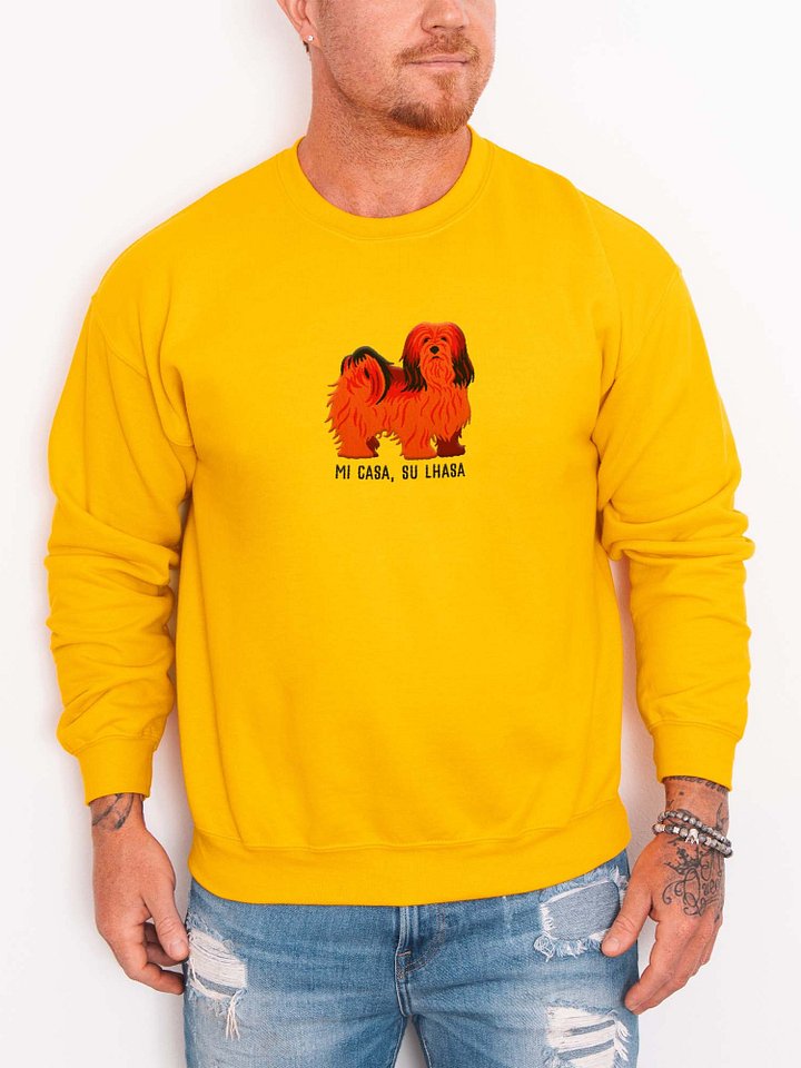 Mi Casa, Su Lhasa Sweatshirt (Embroidered) of a Lhasa Apso(Red) product image (2)