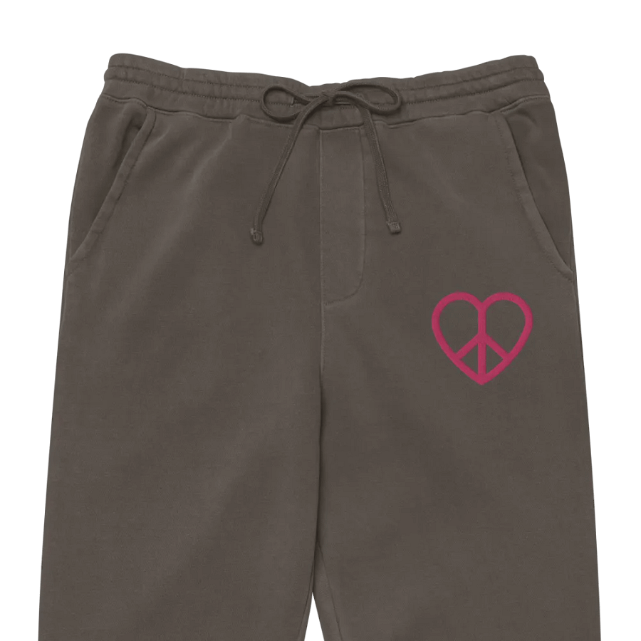 Embroidered Peace-Heart Sweatpants with Pockets (Pink Heart) product image (4)