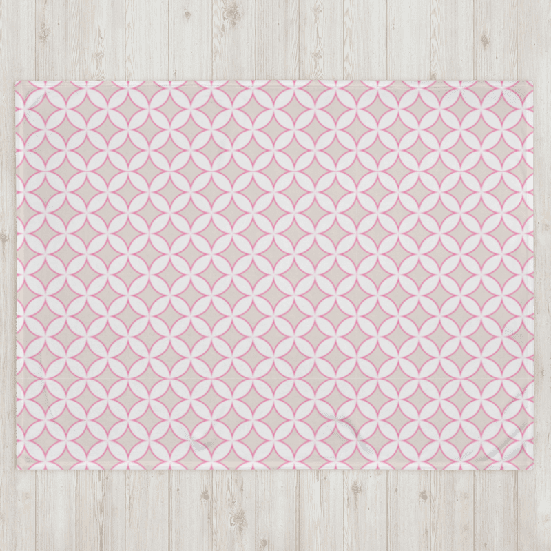 HAMPTONS CHIC - FRESH PINK BEIGE CIRCLES PLUSH BLANKET product image (3)