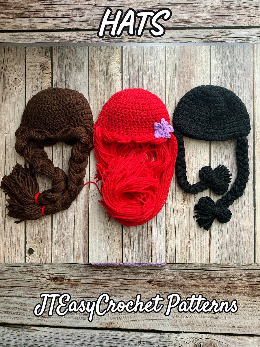 Crochet Wig Hats 3 in 1, Princess Hair Crochet Pattern product image (7)