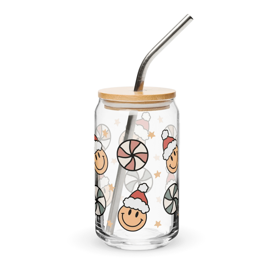 Groovy Smiley Face Santa Can-Shaped Glass (16oz) product image (4)