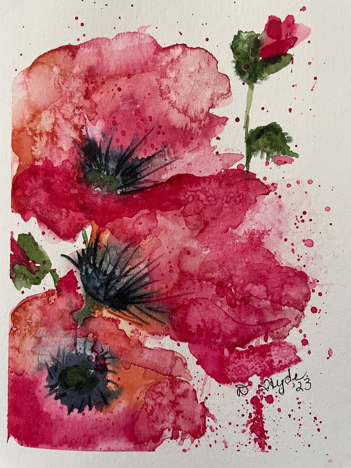 Pink Poppies Original Greeting Card product image (1)