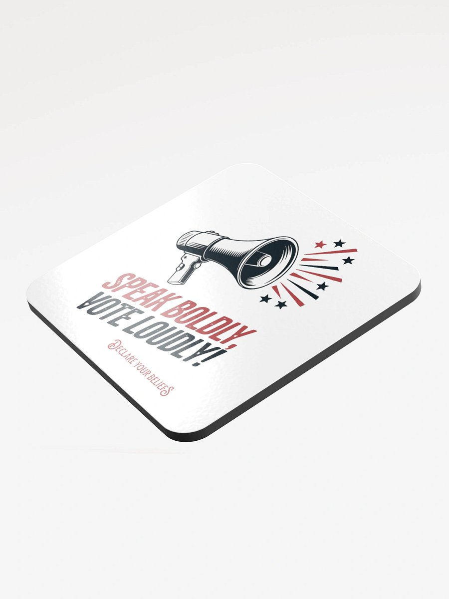 Speak Boldly Vote Loudly Megaphone Art glossed cork coasters product image (3)