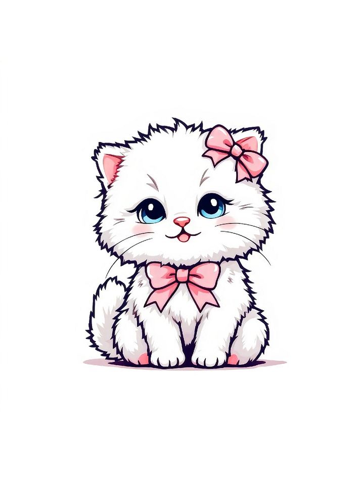 14 Adorable Fluffy Kitten with Pink Bows – Cute Cat Art for Animal Lovers - Kitten clipart collection product image (2)
