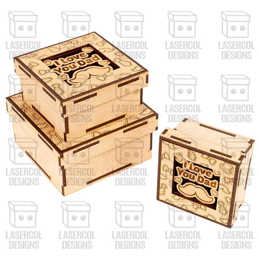 Father's Day Gift Boxes Set 1 (3 Sizes, 5 Styles) - Laser Cut Files product image (7)
