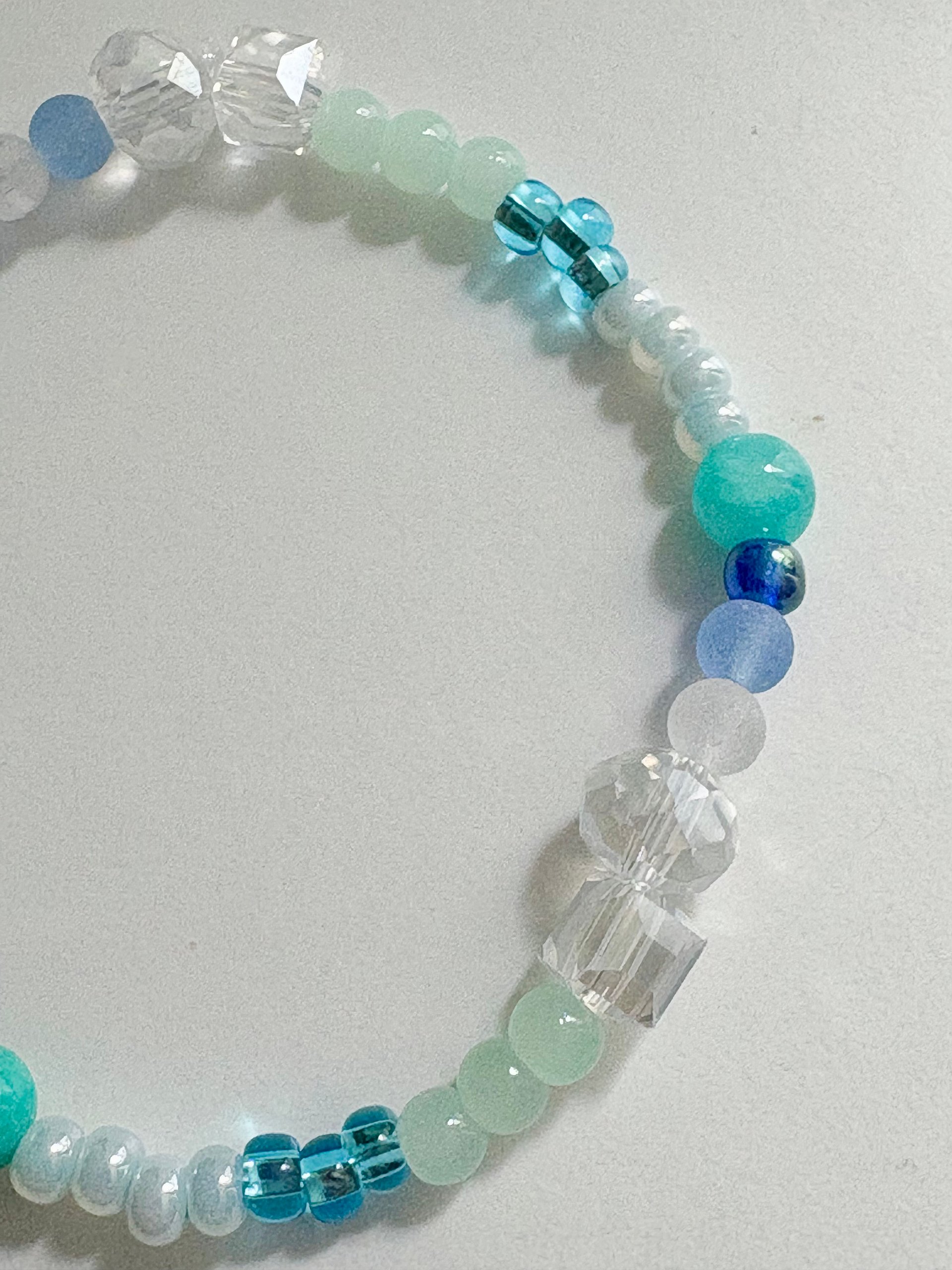 MFD-00164 | Tidepool Treasure Beaded Bracelet | Seafoam, Aqua & Turquoise | Handmade 7" Coastal Charm by Monique Faella Designs™ product image (2)