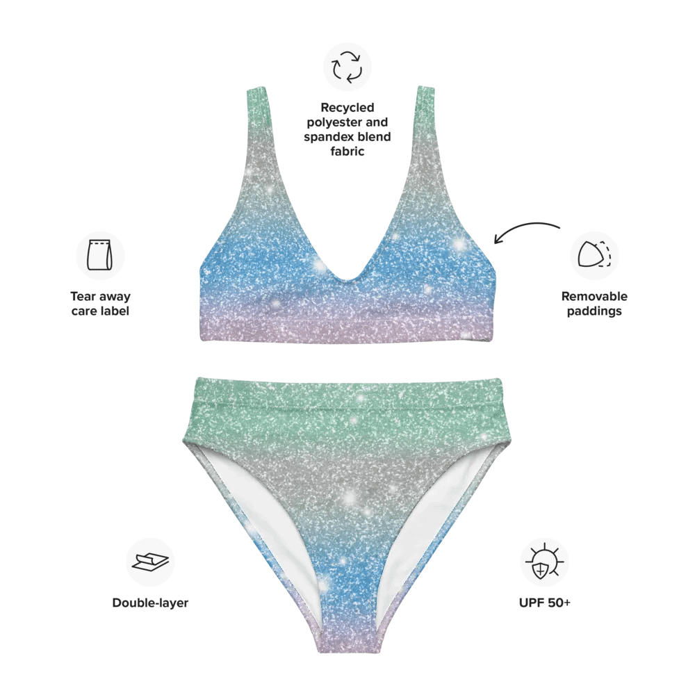 Glitter Unicorn Texture Design High Waisted Bikini (10) product image (3)
