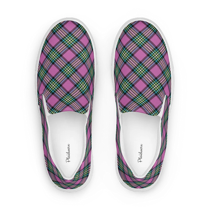 Purple Orchid and Turquoise Plaid Women's Slip-On Shoes product image (1)
