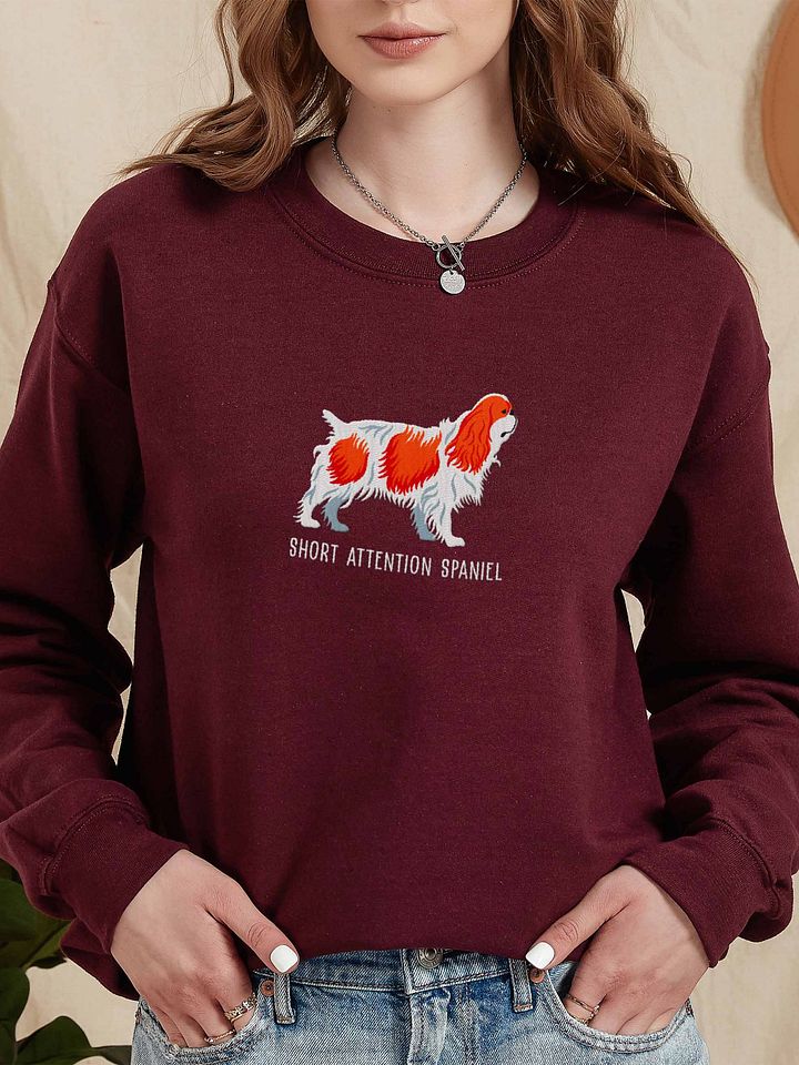 Short Attention Spaniel Sweatshirt (Embroidered) of an English Toy Spaniel(Blenheim) product image (2)