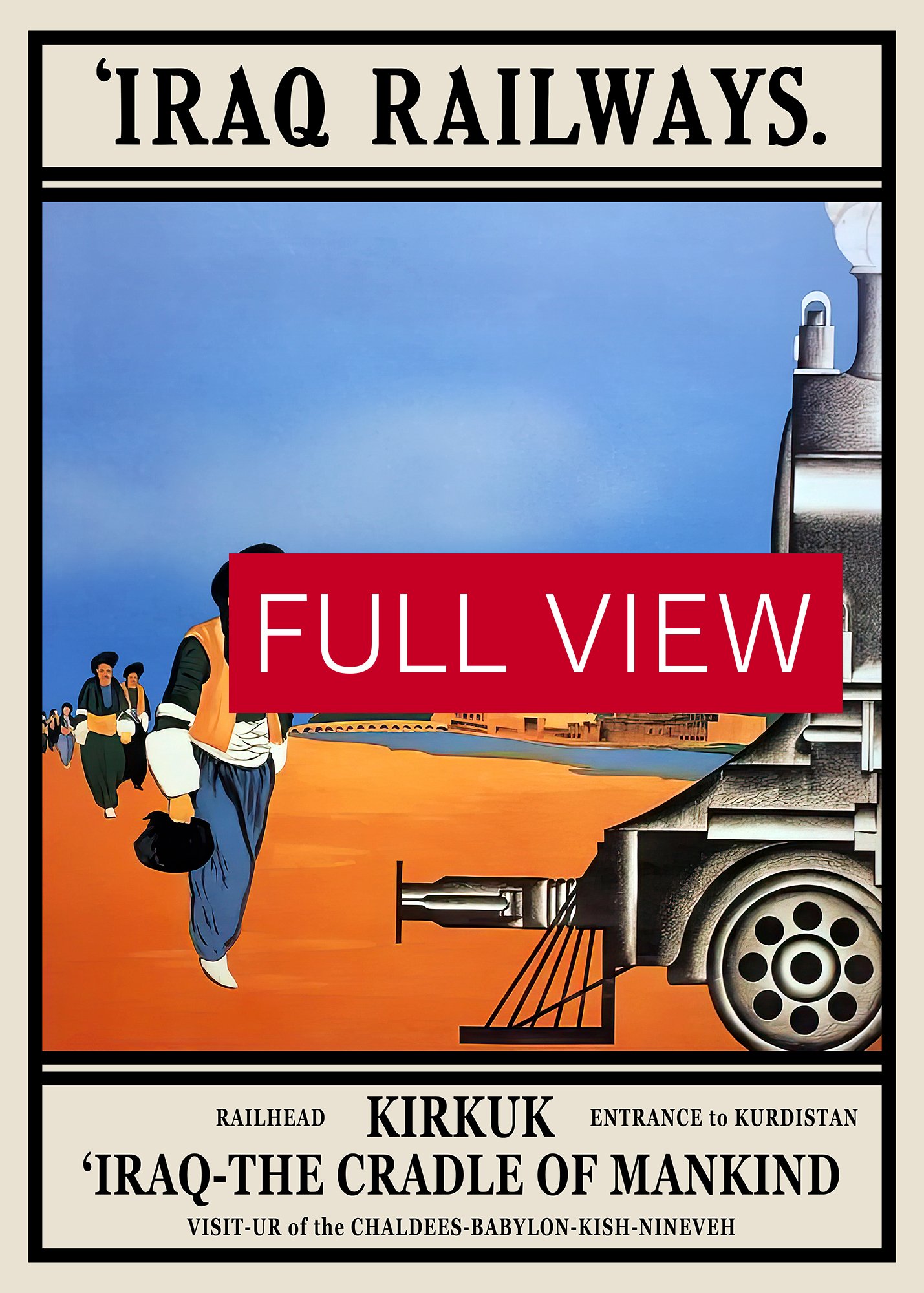 Iraq Railways, Kirkuk, Kurdistan. 1930s [RARE poster] — retro vintage travel poster, retro travel art, retro travel wall art product image (3)