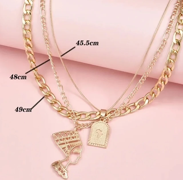 STYLISH GOLD (2) PC QUEEN OF EGYPT LAYERED CHARM PENDANT product image (4)