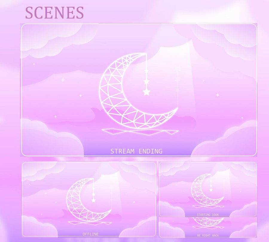 Pink Celestial Vtuber Stream Overlay Animated product image (2)
