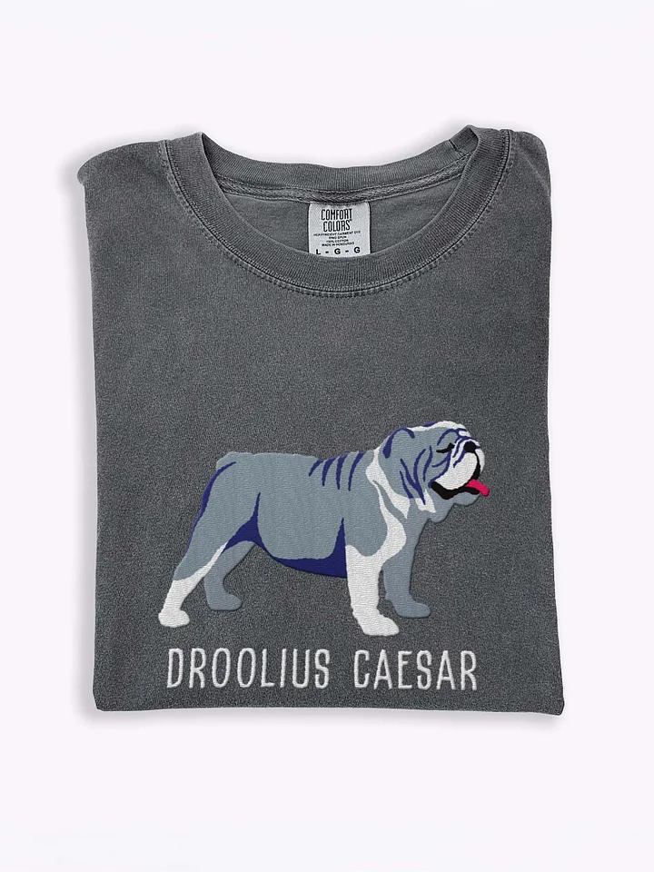 Droolius Caesar T-Shirt(Embroidered) of an English Bulldog(Blue & White) product image (1)