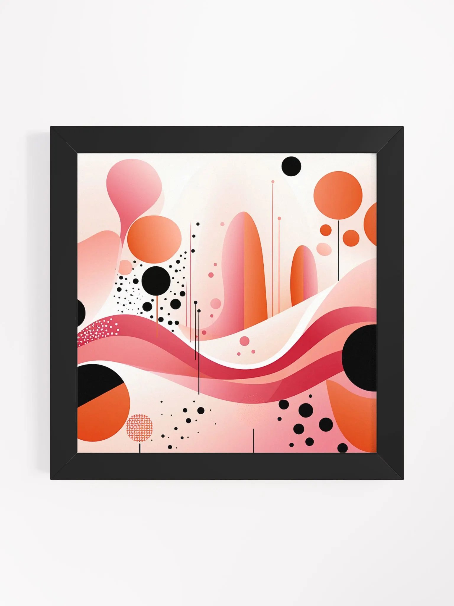 Colorful Pink,Orange and Black Abstract Wall Art product image (3)