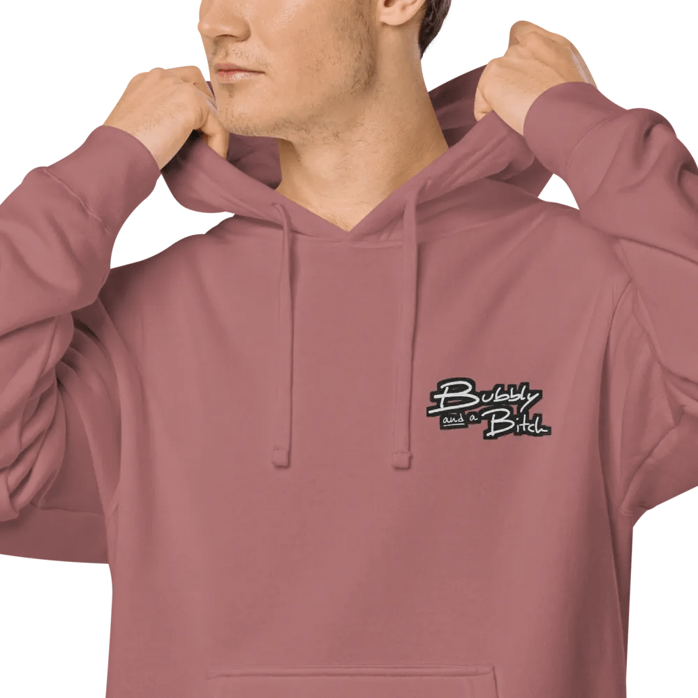 Bubbly and a B*tch (L.C. bubble design 2) embroidered pigment-dyed hoodie product image (7)