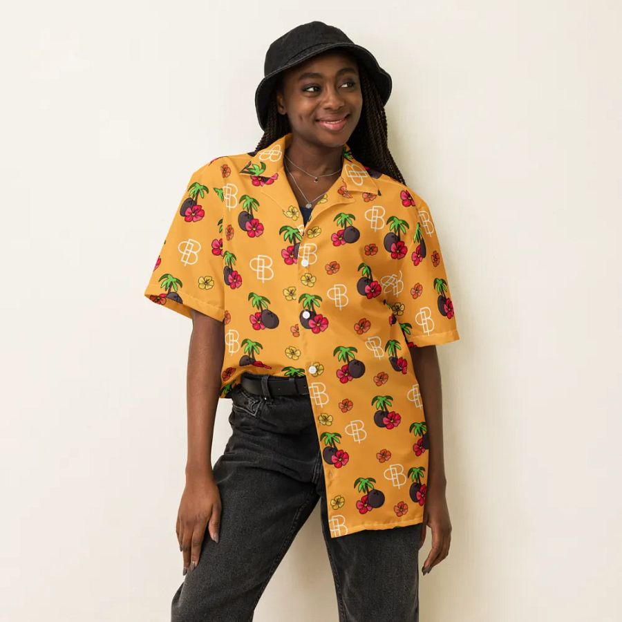 Orange Tropical Island Hawaiian Shirt product image (6)