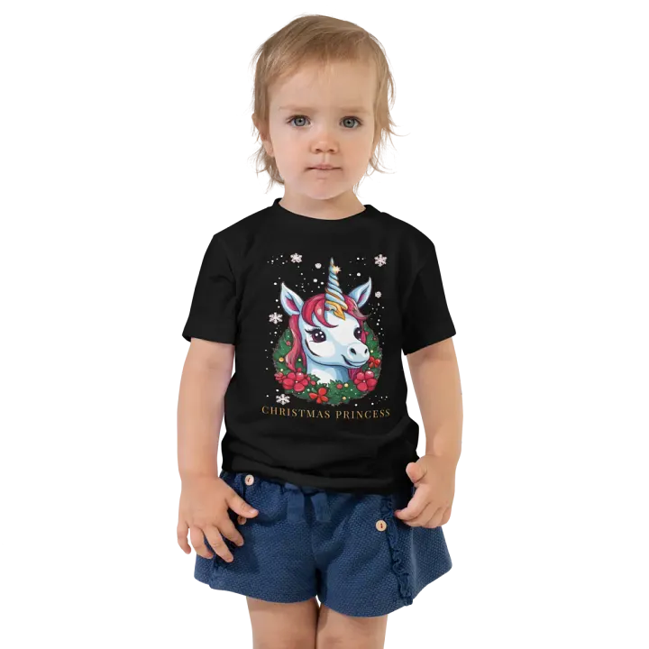Unicorn Christmas Princess T-Shirt – Adorable & Funny Gift for Kids | Cute & Colorful Christmas Shirt product image (1)