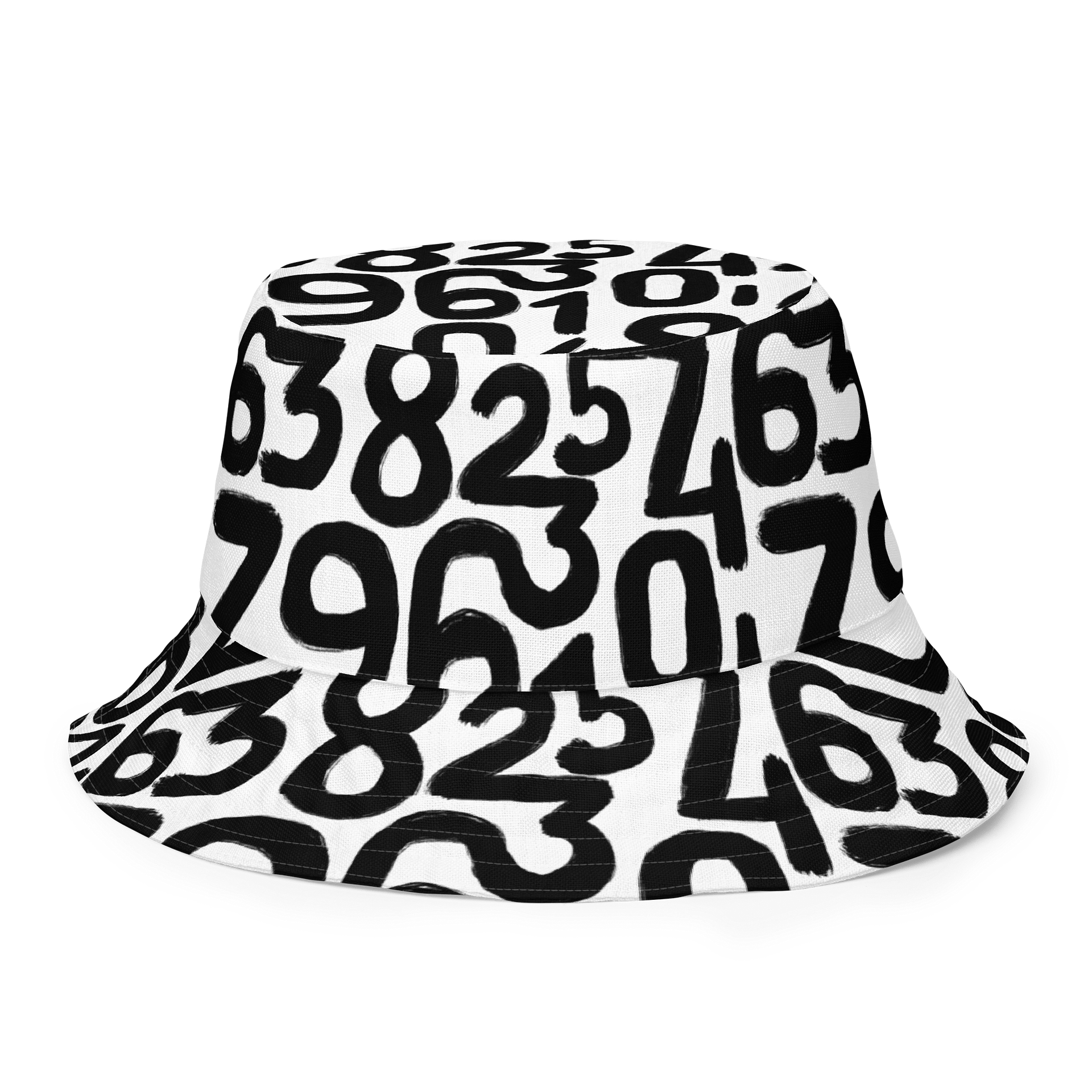 Reversible Numbers Bucket Hat – Fun Black & White Print | 2-in-1 Streetwear Style product image (2)