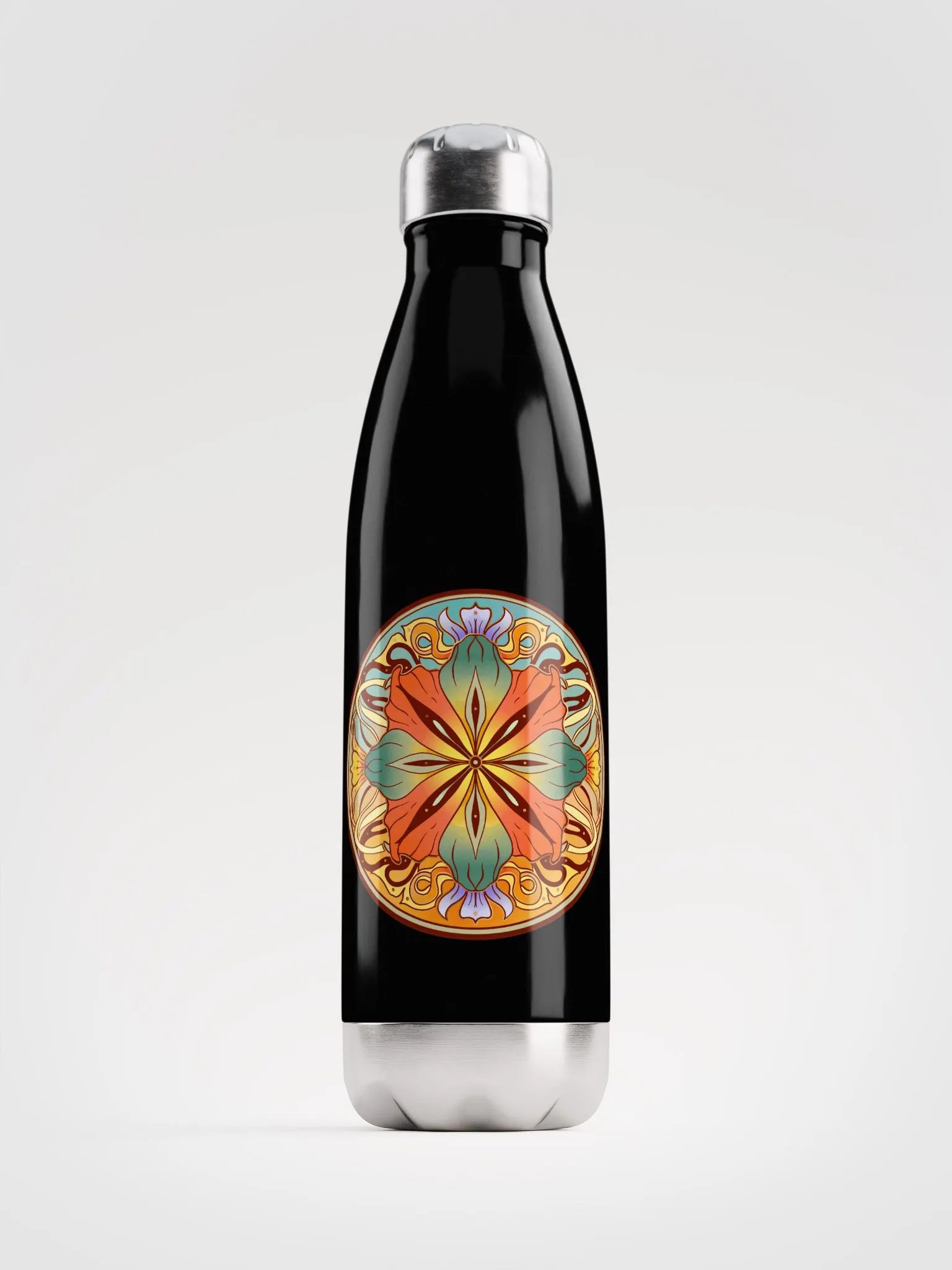 Teal Floral Mandala - Water Bottle product image (1)