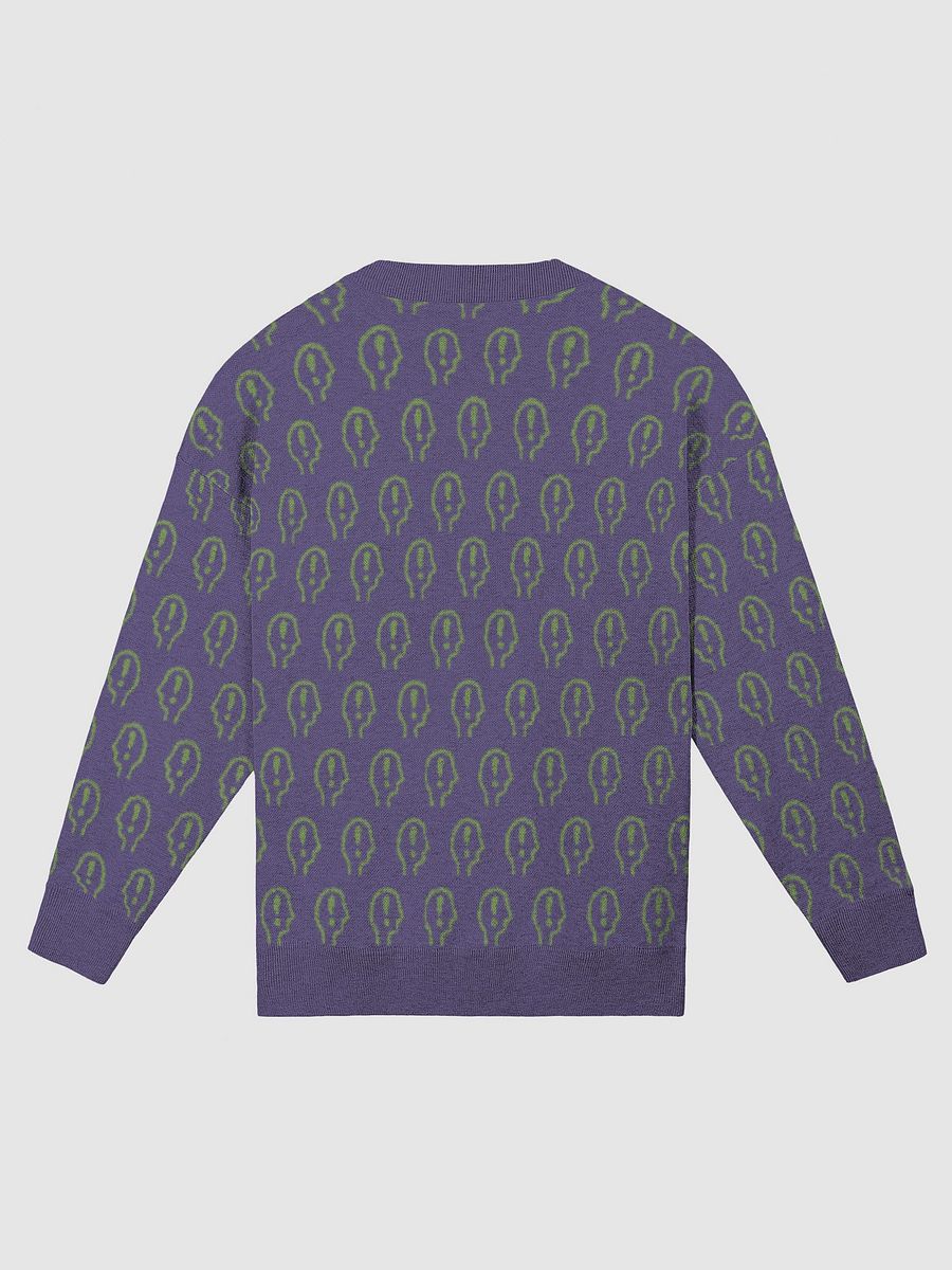 EXCLAIMING MENTALLY (repeating design, purple and green) relaxed knitwear crewneck product image (2)
