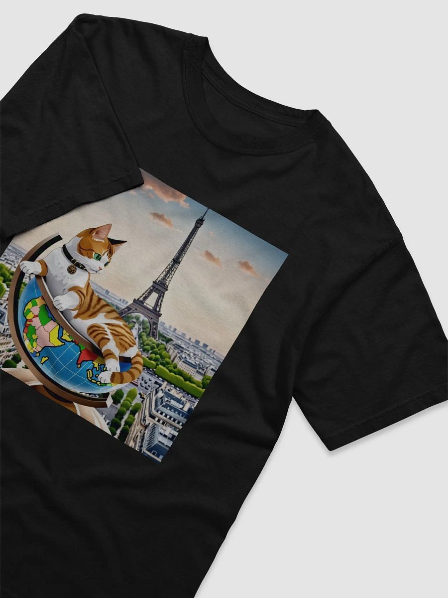 Whimsical Parisian Cat Globe T-Shirt product image (3)