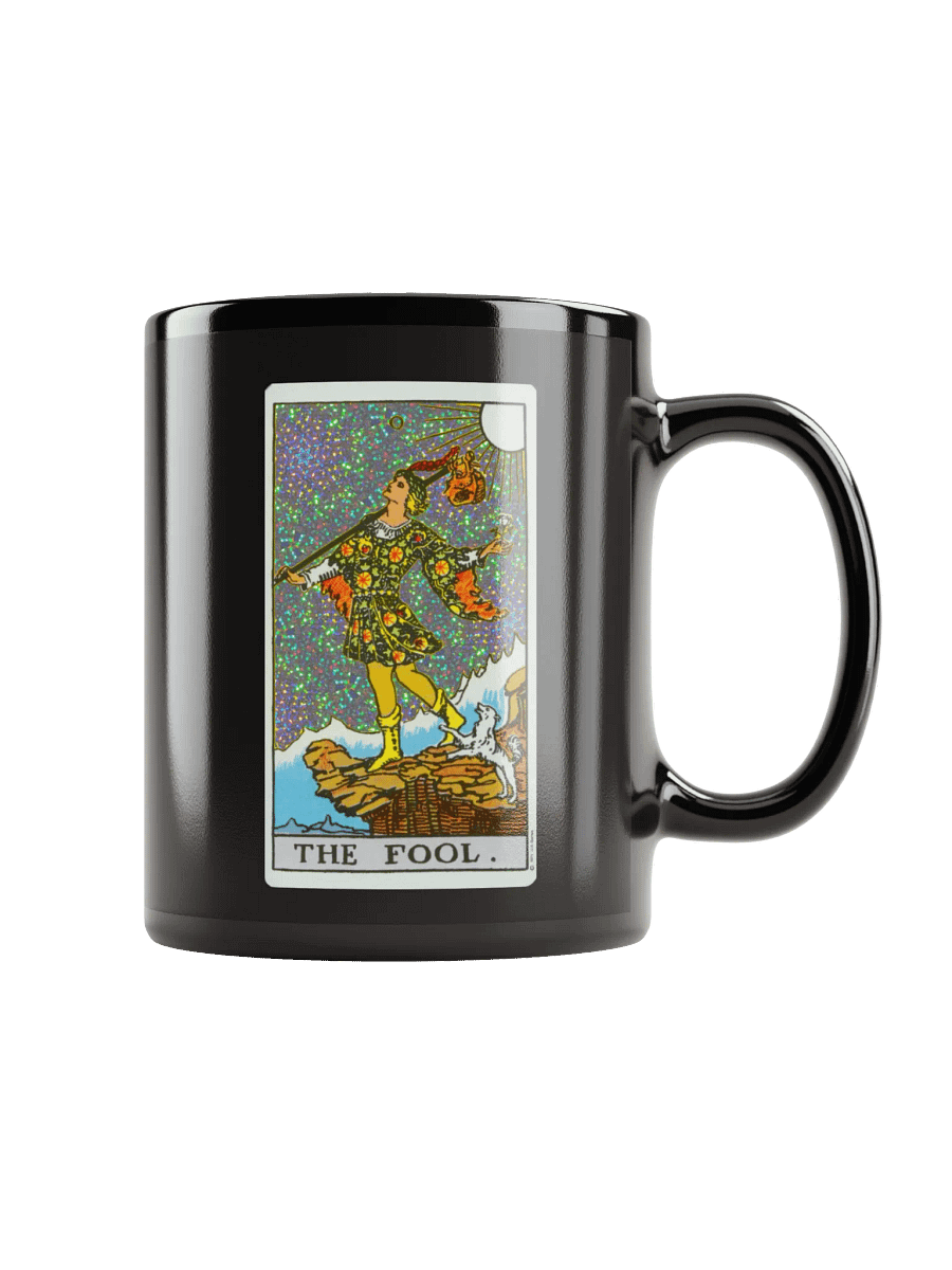 The Fool holo card Black Glossy Mug product image (1)