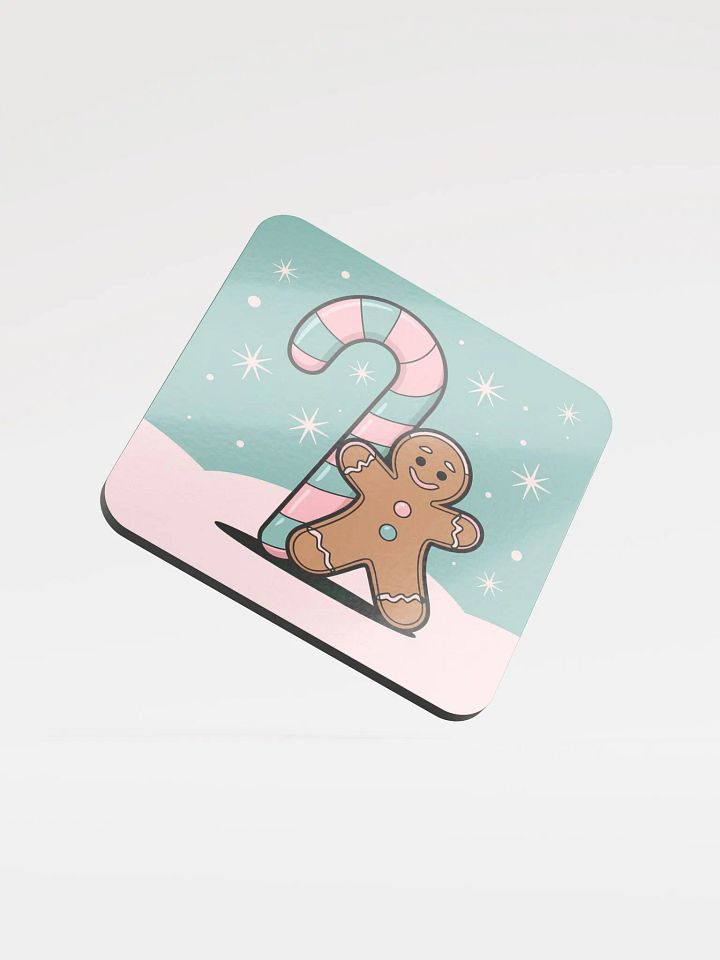 Festive Candy Cane and Gingerbread Man Cork Coaster product image (1)