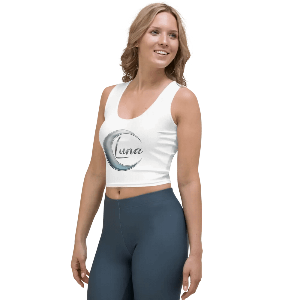 Luna Moon Crop Top - White, Body-Hugging Fit product image (3)