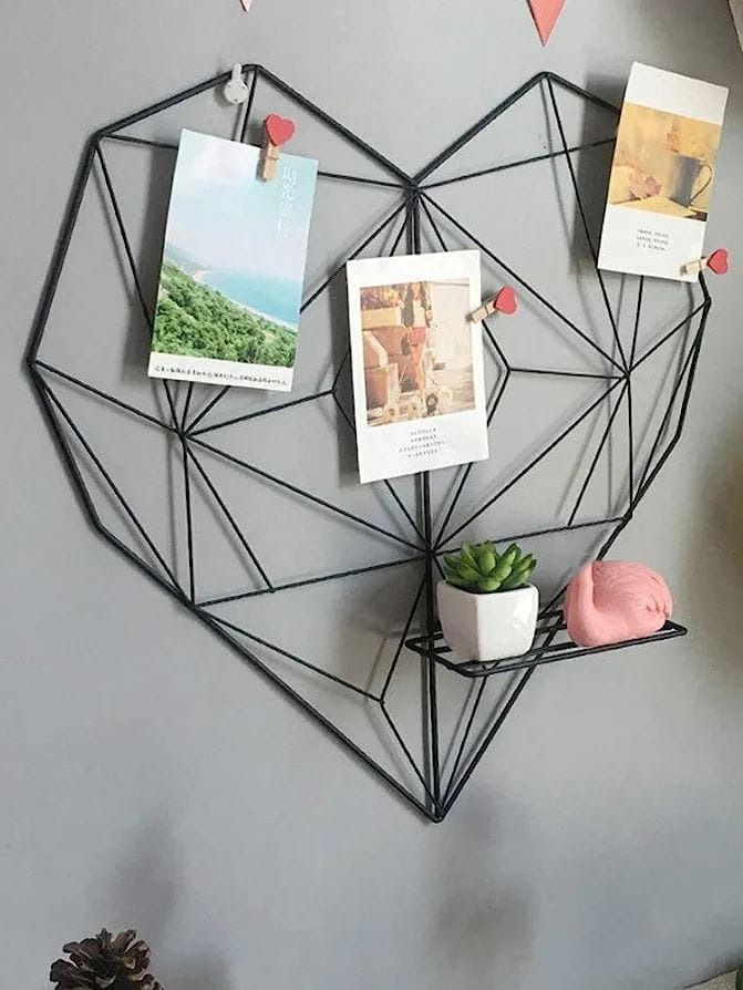 Grid panel, photo wall display in heart shape, metal mesh wall decor, multipurpose hanging product image (2)