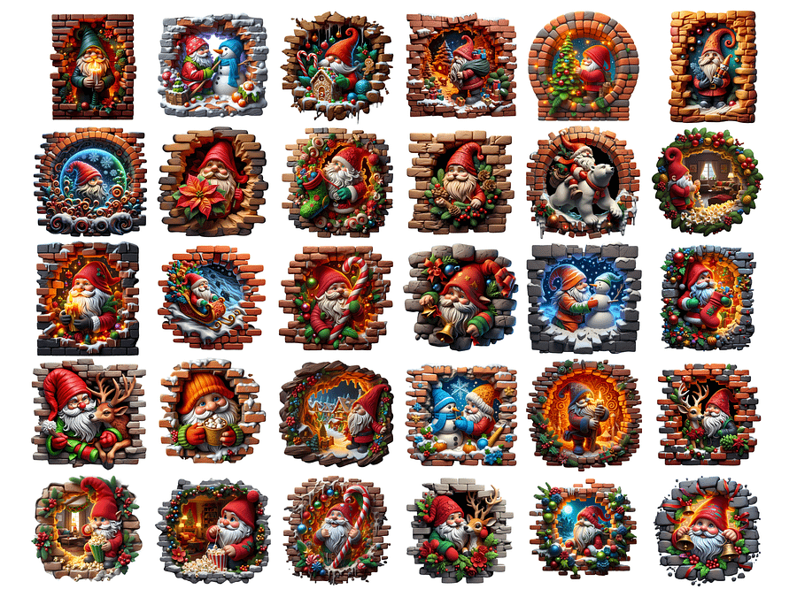 3D Style Gnome Christmas PNG, Clipart, Instant Download, Transparent Xmas Bundle product image (2)