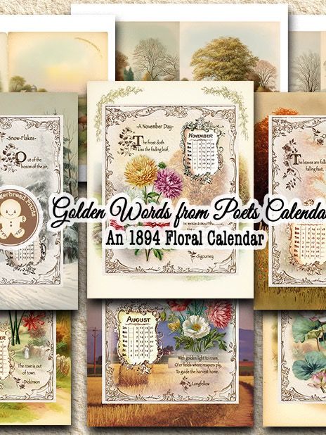 Golden Words from Poets 1894 Floral Calendar Kit Digital Download product image (2)