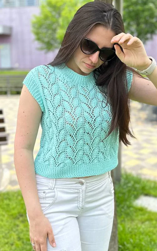 Схема вязания Ажурного топа(спицами)/цифровая загрузка/скачать в формате pdf. Язык: Русский Украинский. product image (1)