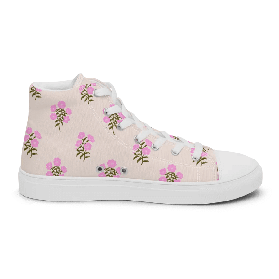 Alpine Cascade - Pink and Forest Green - Women High Top Canvas Shoes product image (10)