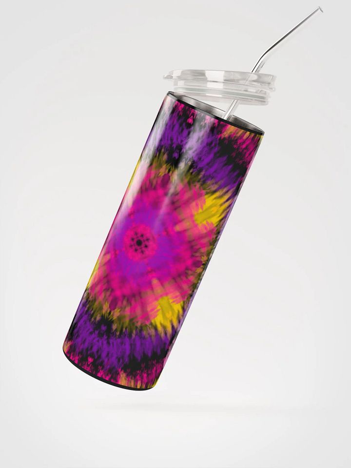 Sunny Yellow & Pink Tie Dye Stainless Steel Tumbler: Your Vibrant Sip Companion product image (2)