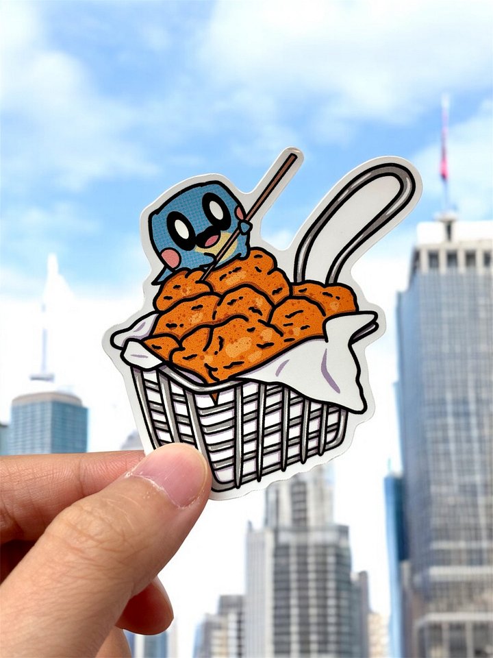 Popcorn Chicken Waterproof Vinyl Stickers product image (1)