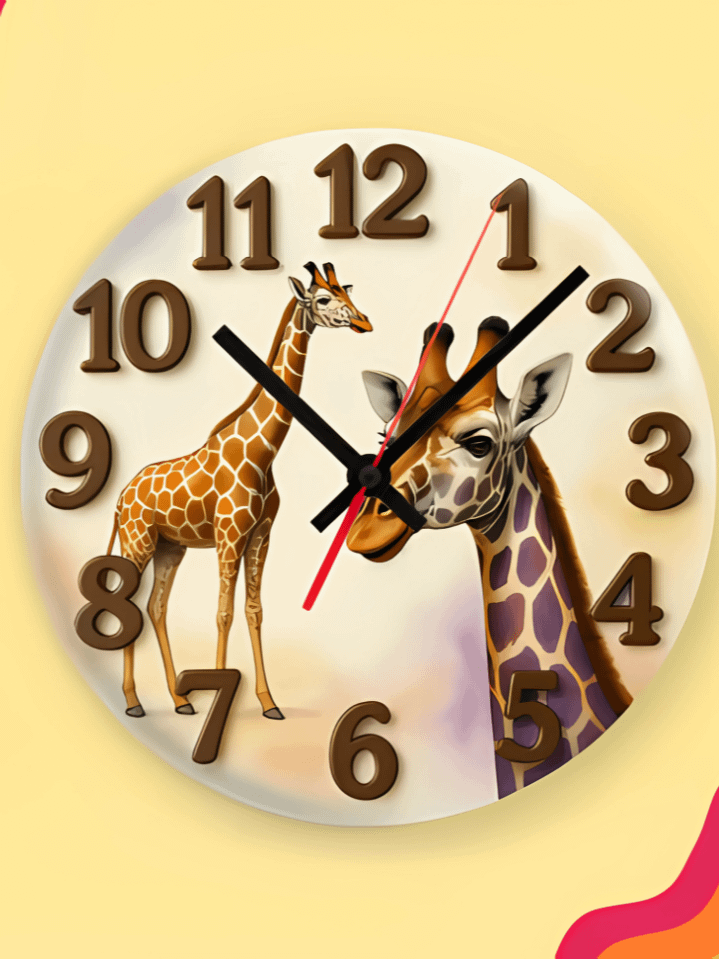 Gentle Giraffe Wall Clock PNG – Playful Safari Theme Design for Kids – Perfect for Sublimation – High-Quality 300 DPI Instant Digital Download product image (1)