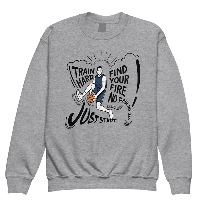 Youth Motivational Sweatshirt – Train Hard. Find Your Fire. Just Start product image (1)
