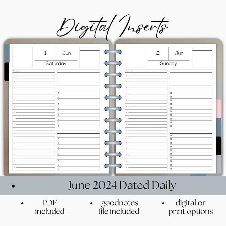 June 2024 Dated Daily Digital Planner Insert- Portrait Orientation product image (1)