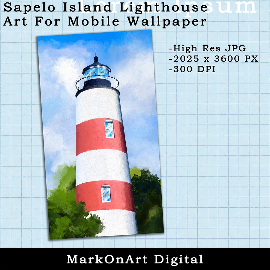 Sapelo Island Lighthouse Art For Mobile Phone Wallpaper or Lock Screen | High Res for iPhone or Android Cellphones product image (2)