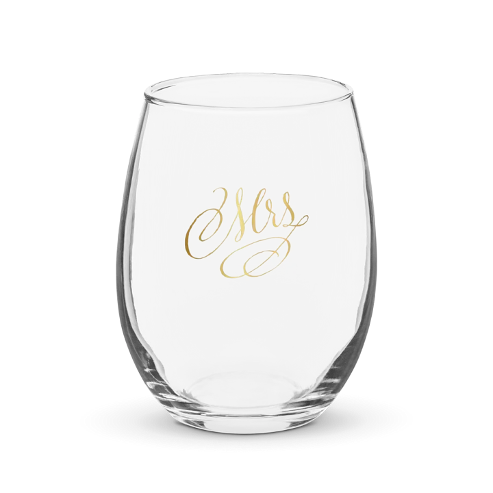 Elegant Gold 'Mrs' Stemless Wine Glass product image (1)