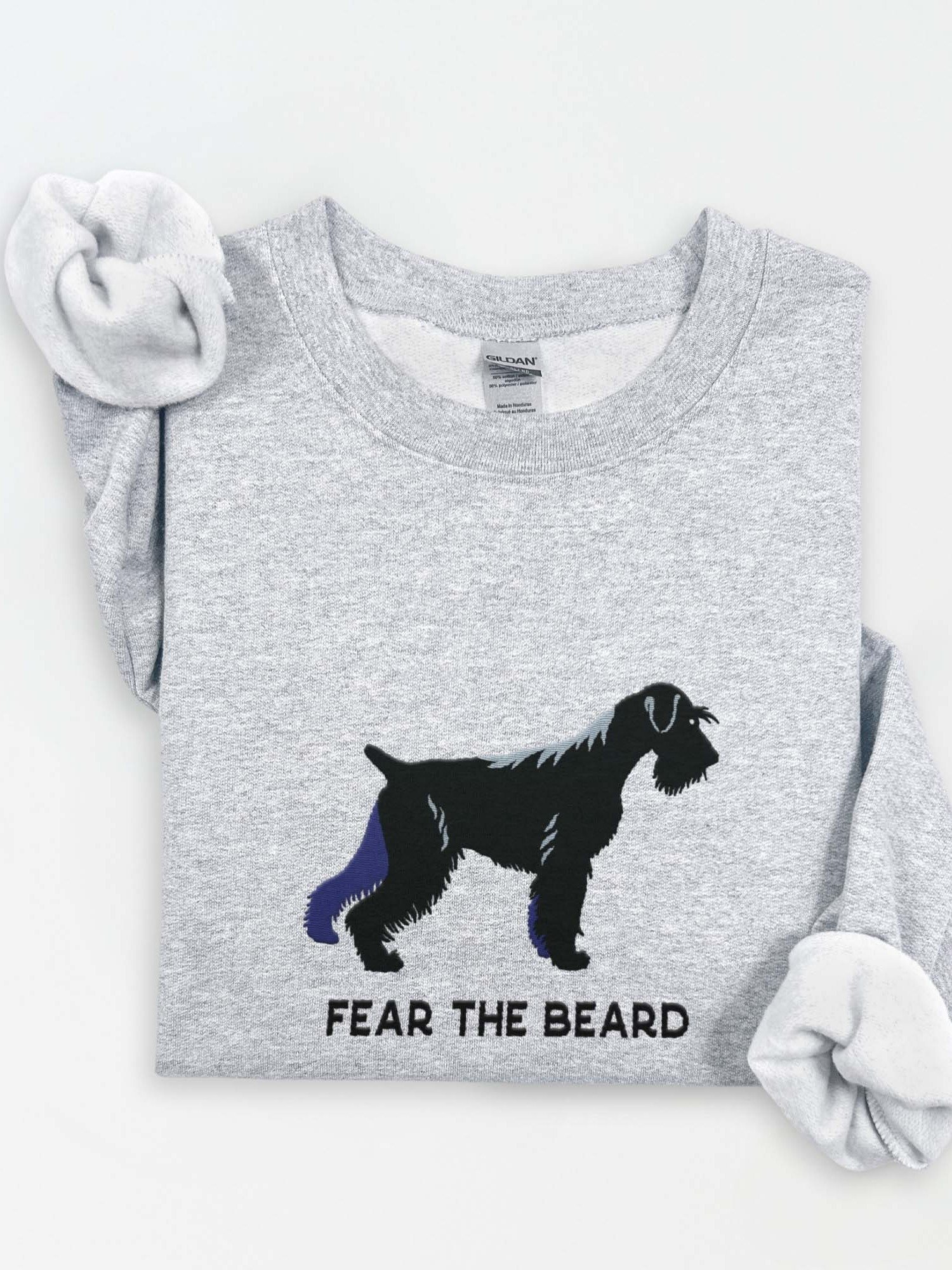 Fear the Beard Sweatshirt (Embroidered) of a Standard Schnauzer(Black) product image (1)