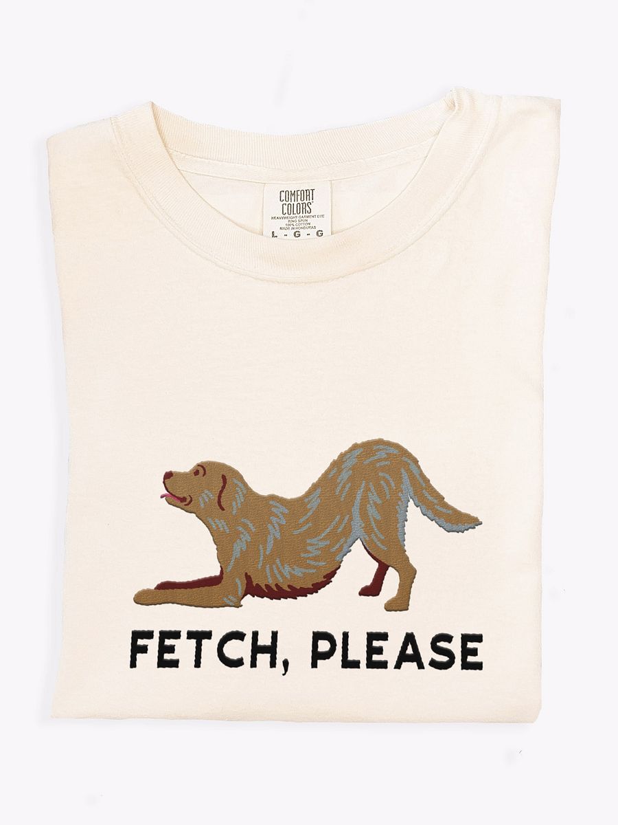 Fetch Please T-Shirt(Embroidered) of a Golden Retriever product image (1)